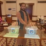 A voter casts his vote in election of provincial representatives for National CIP at Quetta-Balochistan
