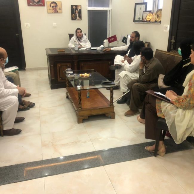 CIP Peshawar :Meeting with Samar Biloor MPA.. assure that she will submit Resolution on accessibility of Govt and private buildings as well separate count of PWDs